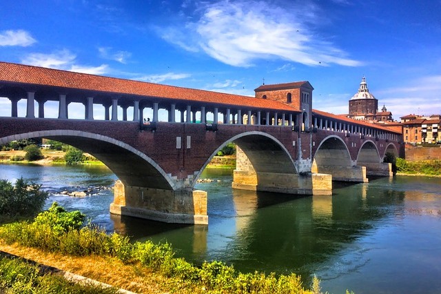 Pavia most  Ponte Coperto co navštívit a vidět v Lombardii